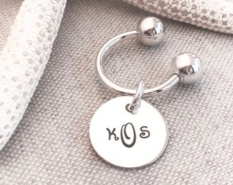 Sterling Silver Monogrammed Horseshoe Style Key Ring / Monogrammed Key Ring / Christmas Gift / New Home Gift / Couples Key Ring