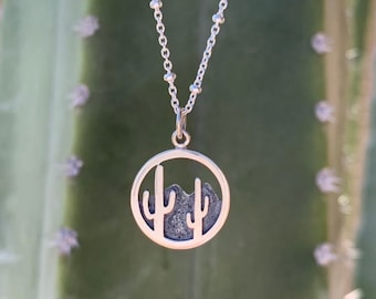 Silver Cactus Necklace | Saguaro Necklace | Desert Jewelry | Cowgirl Necklace