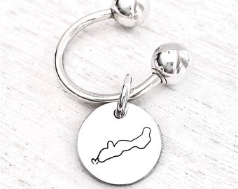 Lake Geneva Key Ring Sterling Silver / Fontana Wisconsin Sterling Silver Key Ring / Christmas Gift / Geneva Lake House