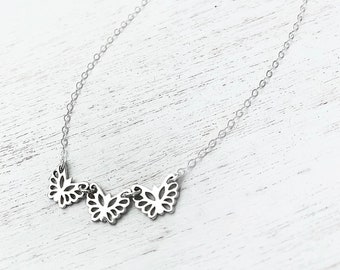 Sterling Silver Butterfly Necklace Mother’s Day Gift BFF Necklace Mommy Necklace