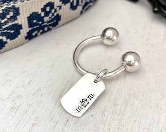 Silver Horseshoe Key Ring With Dog Tag | Dog Mom Key Ring | Mom Dog Tag | Pet Mom Gift