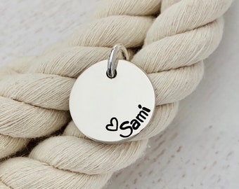 Heavyweight Sterling Silver Charm or Tag / Memorial Jewelry / Cremation Charm / Pet Remembrance Jewelry