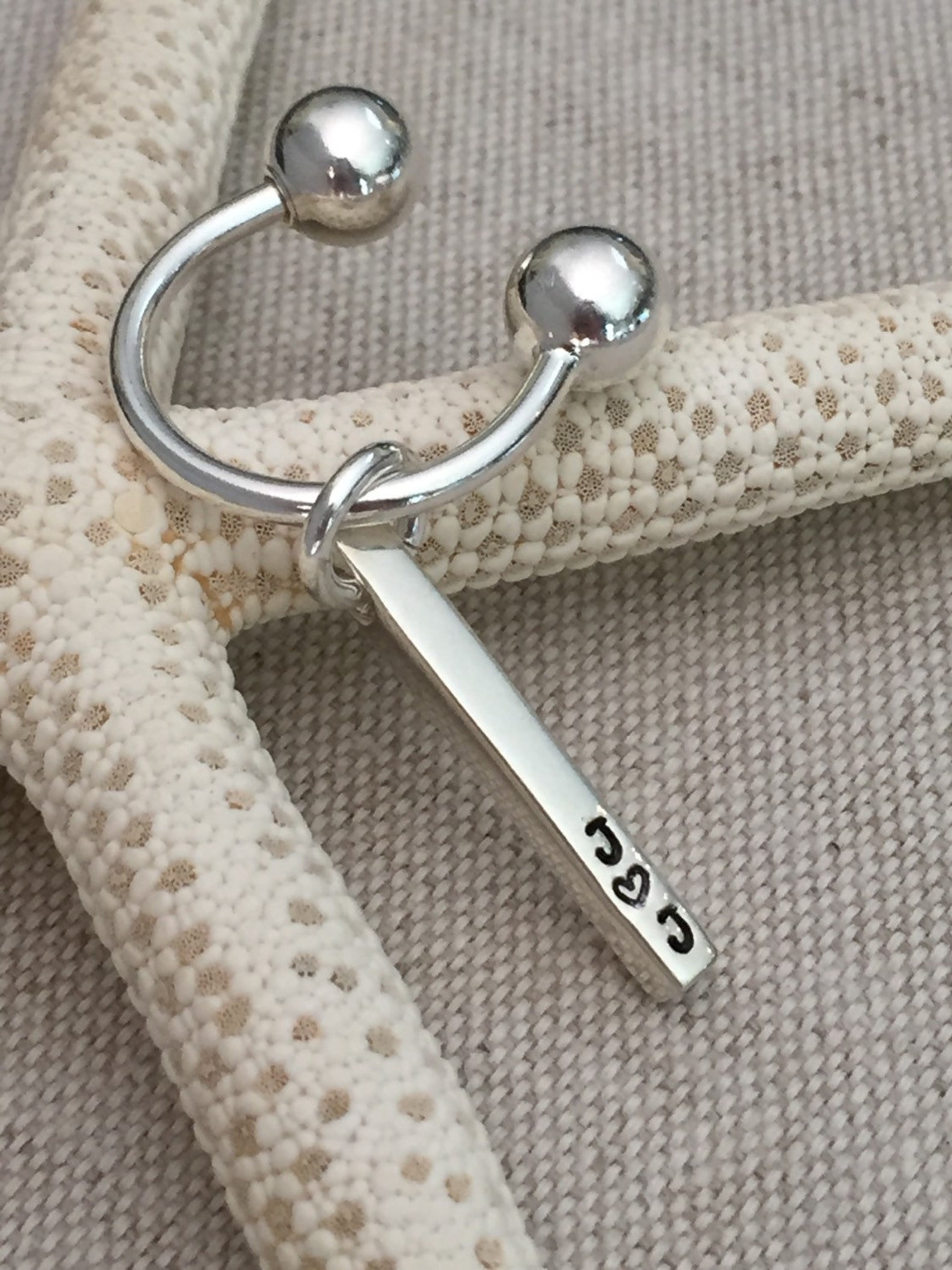 Sterling Silver Horseshoe Key Ring With Personalized Silver Etsy
