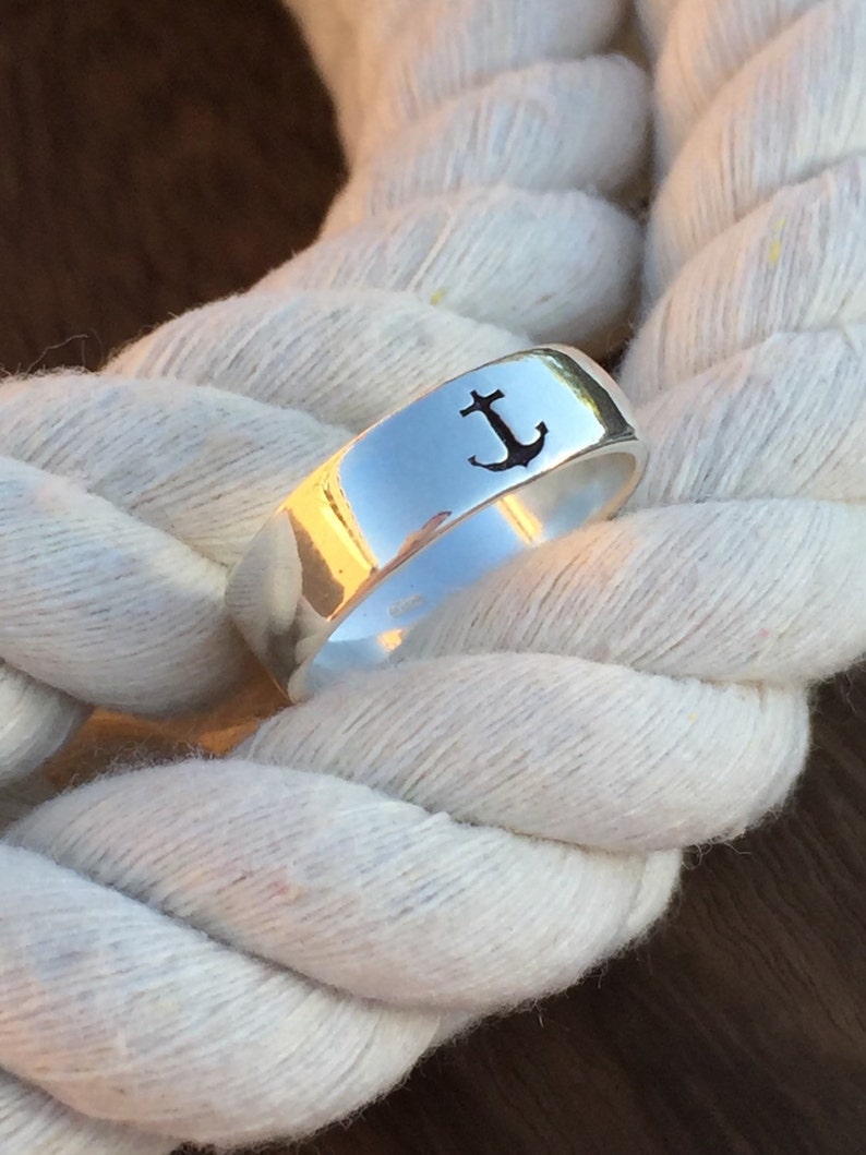 Sterling Silver Anchor Band / Anchor Ring / Anchors Aweigh / Etsy