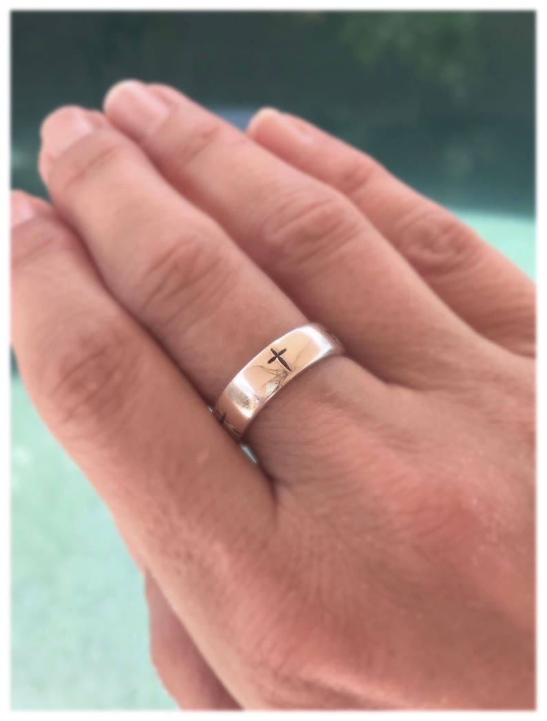 Sterling Silver Cross Ring / Silver Cross Band / Promise Ring Etsy