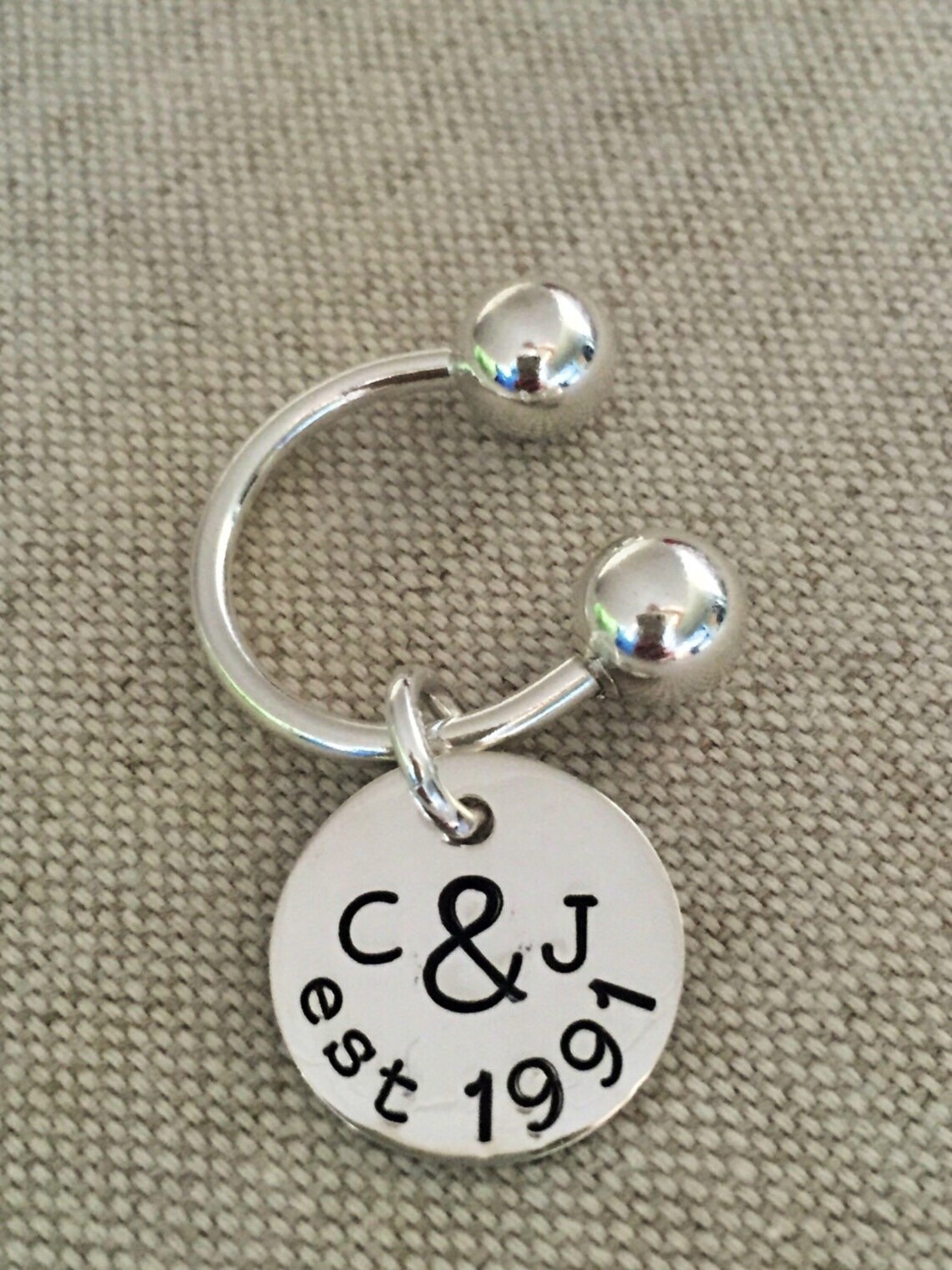 Sterling Silver Horseshoe Key Ring With Personalized Tag Etsy