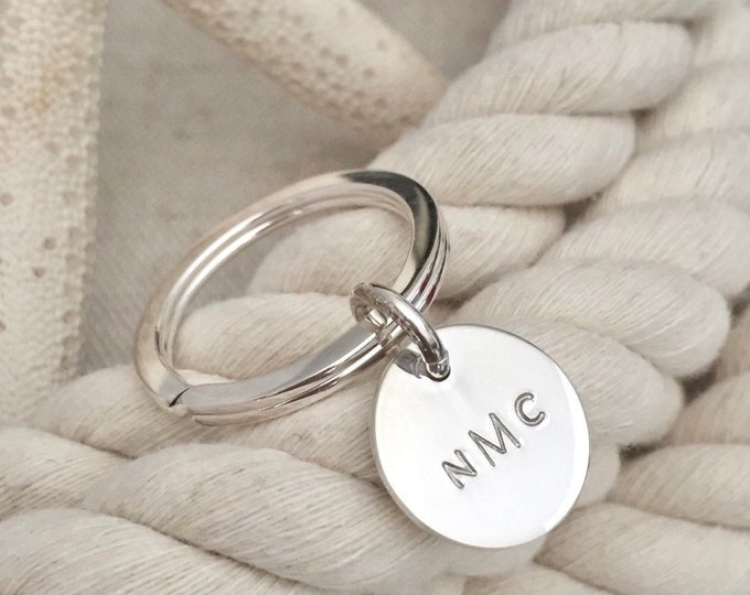 Sterling Silver Monogrammed Key Ring / Personalized Key Ring / Etsy
