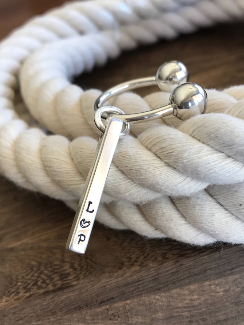 Sterling Silver Horseshoe Key Ring With Personalized Silver Etsy