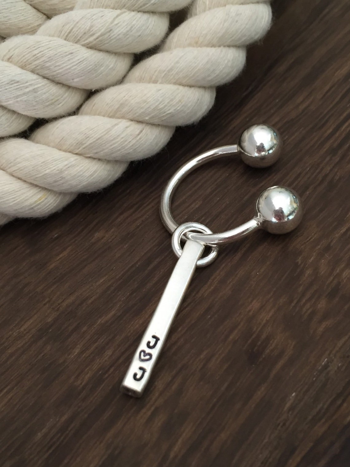 Sterling Silver Horseshoe Key Ring With Personalized Silver Etsy