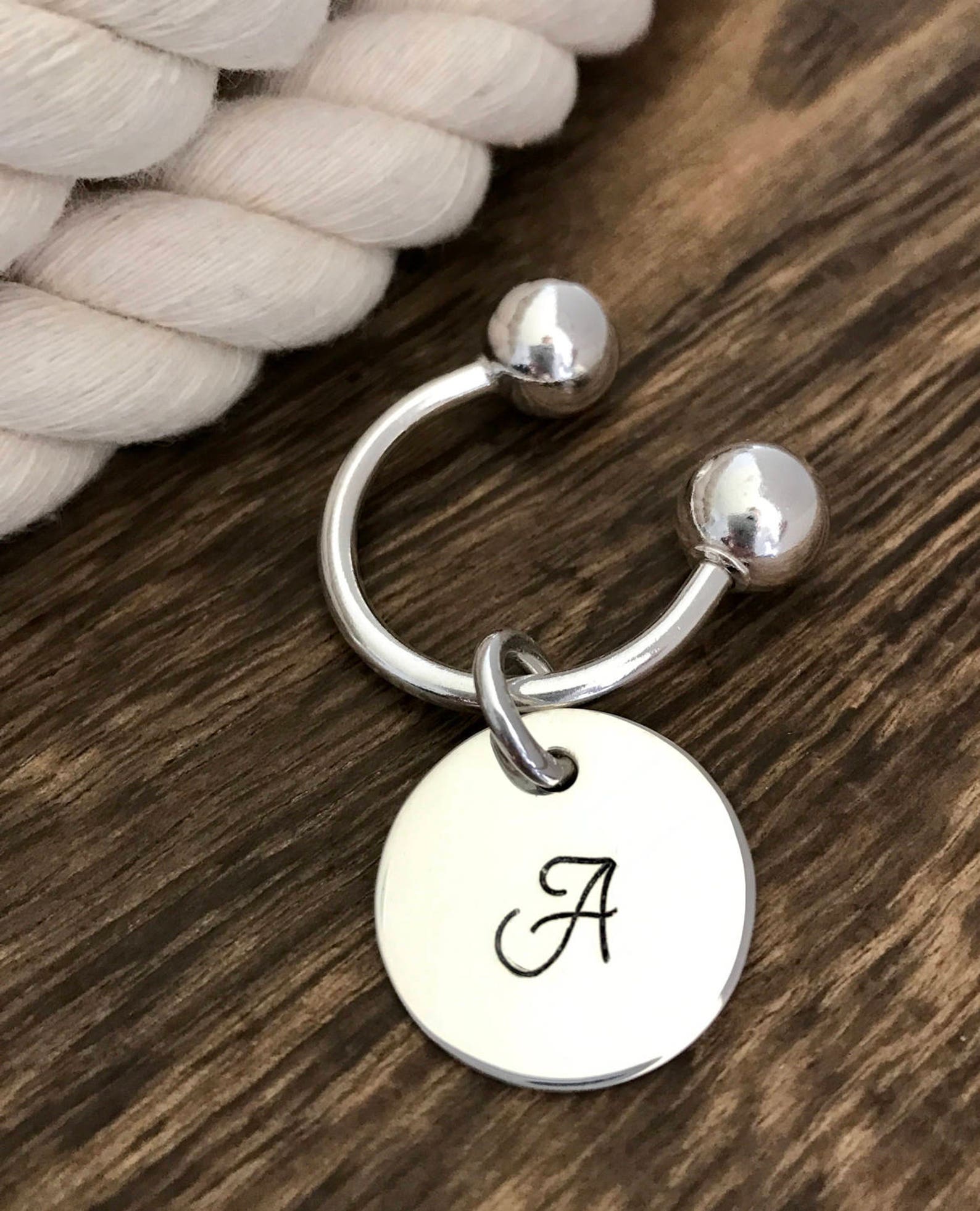 Sterling Silver Horseshoe Key Ring With Monogrammed Tag / Etsy