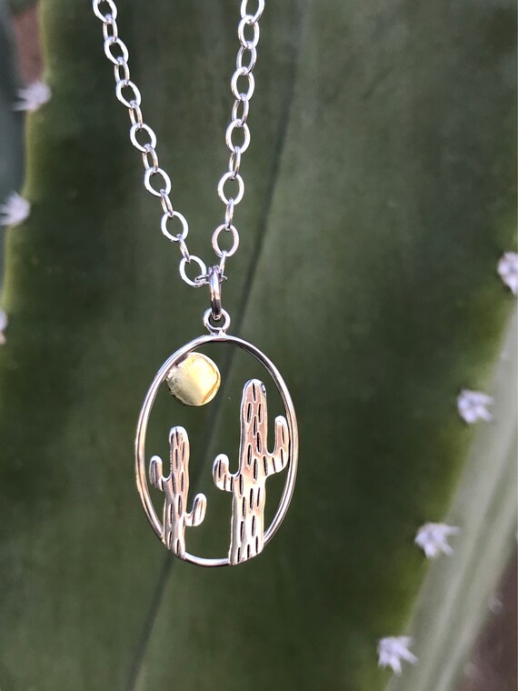 Sterling Silver Cactus Charm Necklace Silver Cactus Necklace Arizona Necklace Cacti Necklace Cactus Necklace Western Cactus Necklace