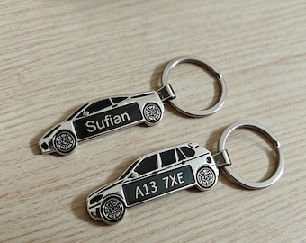 Custom Engraved Name Car Keychain,Roman License Plate Number KeyRing Car Accessories