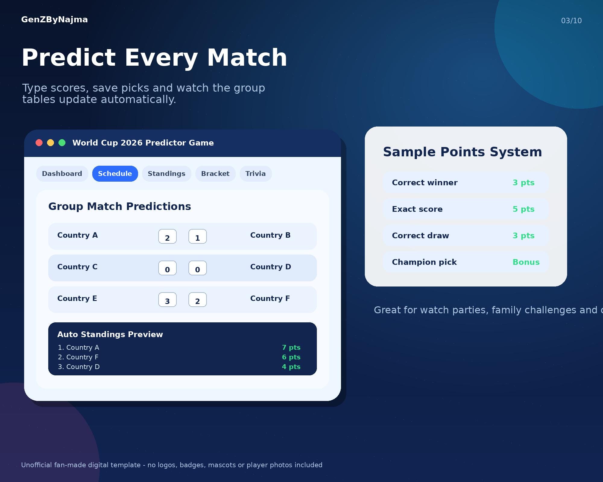 World Cup 2026 Predictor Game HTML Template | Football Bracket ...