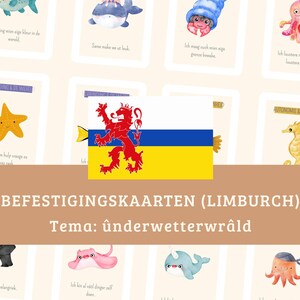 Tarjetas de afirmaciones digitales de Limburgo para niños • Dialecto de Limburgo • Atención plena para niños pequeños y preescolares • Océano adaptado a los sentidos • Autoconfianza • Limburgo