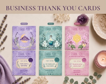 Celestial Botanical Thank You Cards | Witchy Small Business Packaging Inserts (3.5x3.5 Matte)
