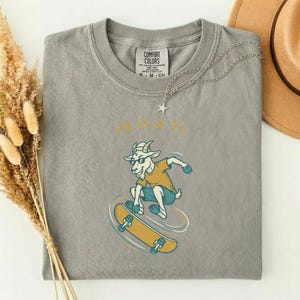 Skateboarder Gift for Dad, Greatest of All Time Shirt, Funny GOAT Tee, Comfort Colors Skateboard Shirt, Gift for Skater Khaki