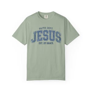 Comfort Colors Jesus T-Shirt, Retro Faith Dept. Est. By Grace Tee Bay
