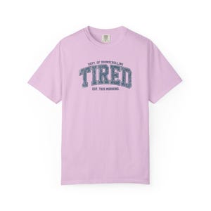 Tired Dept. of Doomscrolling Varsity Tee, Sarcastic Gen Z Humor Shirt Orchid