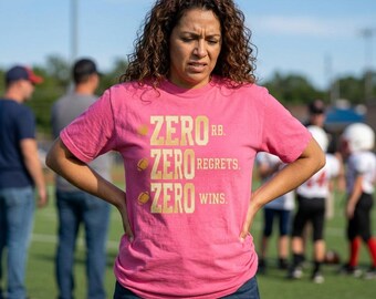 Camiseta Zero RB Zero Regrets Zero Wins, divertida camiseta de fútbol americano de fantasía, camiseta Comfort Colors Sports Humor, regalo para fiestas de draft para ella o para él.
