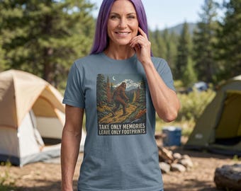 Camiseta de senderismo Bigfoot, camiseta Sasquatch Nature, ropa de senderismo Comfort Colors
