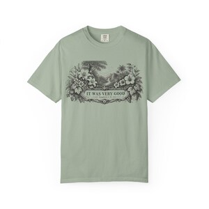 Genesis 1:31 Very Good Shirt, Garden of Eden Faith Tee, Botanical Scripture Top Bay
