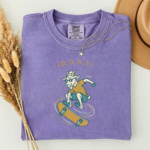Skateboarder Gift for Dad, Greatest of All Time Shirt, Funny GOAT Tee, Comfort Colors Skateboard Shirt, Gift for Skater Violet