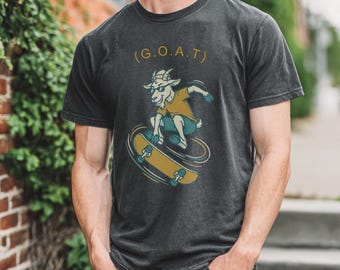 Skateboarder Gift for Dad, Greatest of All Time Shirt, Funny GOAT Tee, Comfort Colors Skateboard Shirt, Gift for Skater