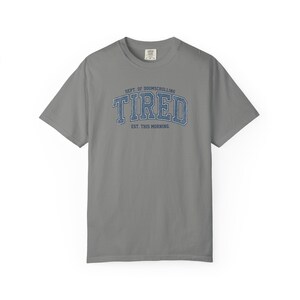 Tired Dept. of Doomscrolling Varsity Tee, Sarcastic Gen Z Humor Shirt Granite