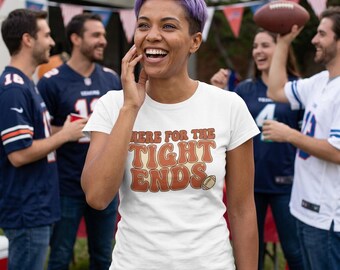 Camiseta "Here For The Tight Ends", camiseta divertida de fútbol americano, camiseta retro Comfort Colors para el día del partido, regalo para mujeres para fiestas previas al partido, regalo para aficionados del domingo
