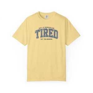 Tired Dept. of Doomscrolling Varsity Tee, Sarcastic Gen Z Humor Shirt Butter