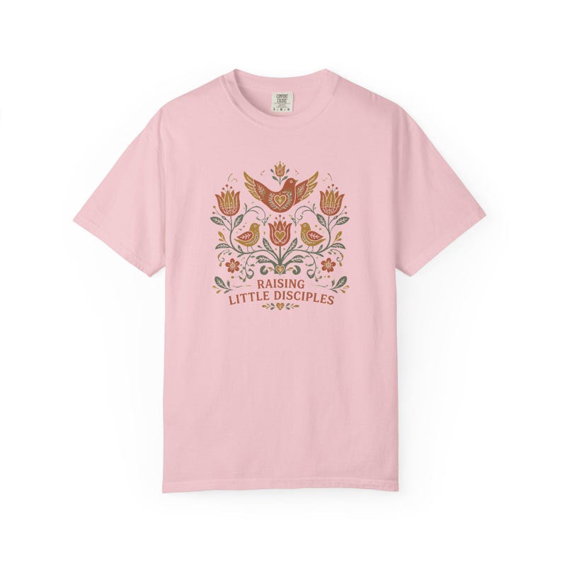 Raising Little Disciples Christian Mom Shirt, Floral Folk Art Tee Blossom