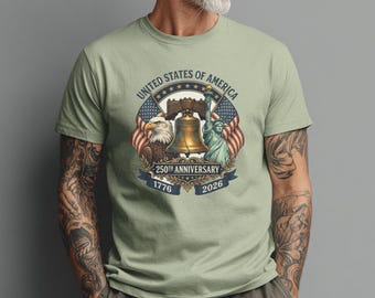 4th of July Gift for Him, 250th Anniversary Patriotic Eagle Tee, Comfort Colors USA 1776 2026 Shirt, American Flag Graphic