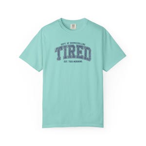 Tired Dept. of Doomscrolling Varsity Tee, Sarcastic Gen Z Humor Shirt Chalky Mint