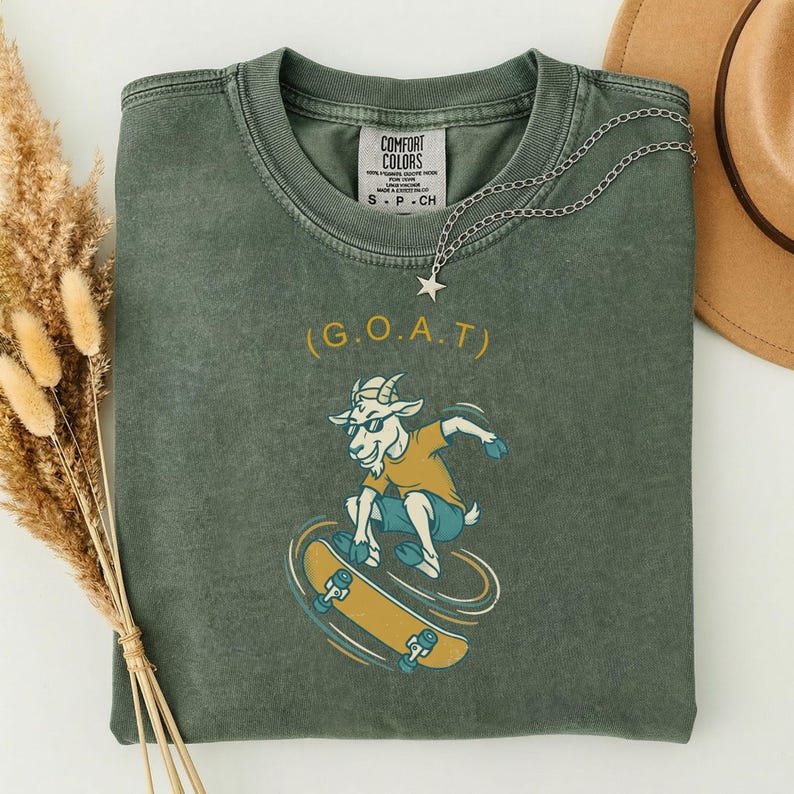 Skateboarder Gift for Dad, Greatest of All Time Shirt, Funny GOAT Tee, Comfort Colors Skateboard Shirt, Gift for Skater Moss
