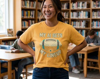 Camiseta de fútbol americano de fantasía con alineación de IA, camiseta retro con humor tecnológico, regalo de fútbol americano de Comfort Colors