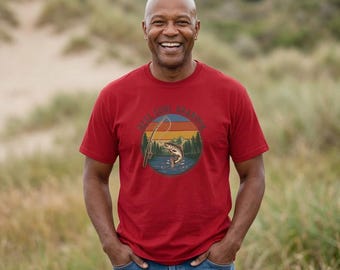 Camiseta de pesca Reel Grandpa, camiseta con estampado retro de puesta de sol, regalo para abuelo de Comfort Colors