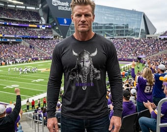 Camiseta de manga larga Minnesota Norse Warrior, camiseta para aficionados al fútbol americano Vikings