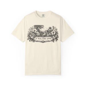 Genesis 1:31 Very Good Shirt, Garden of Eden Faith Tee, Botanical Scripture Top Ivory