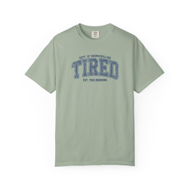 Tired Dept. of Doomscrolling Varsity Tee, Sarcastic Gen Z Humor Shirt Bay