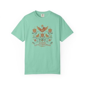 Raising Little Disciples Christian Mom Shirt, Floral Folk Art Tee Island Reef