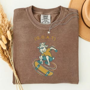 Skateboarder Gift for Dad, Greatest of All Time Shirt, Funny GOAT Tee, Comfort Colors Skateboard Shirt, Gift for Skater Espresso