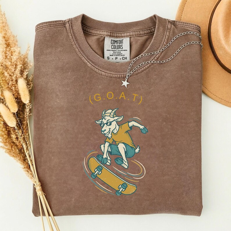 Skateboarder Gift for Dad, Greatest of All Time Shirt, Funny GOAT Tee, Comfort Colors Skateboard Shirt, Gift for Skater Espresso