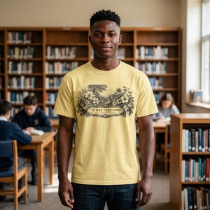 Genesis 1:31 Very Good Shirt, Garden of Eden Faith Tee, Botanical Scripture Top Butter