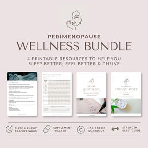 Perimenopause Wellness Bundle, Sleep Tracker, Supplement Tracker, Habit Reset, Strength Training Program PDF