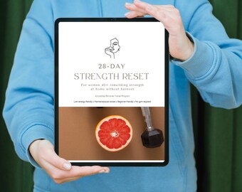 28 Day Strength Challenge for Women Over 40, Perimenopause Workout Plan, Home Strength Reset PDF, Low Energy Fitness