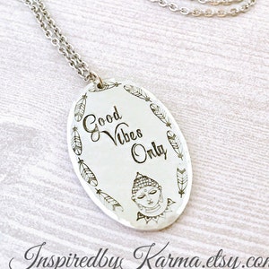 Good Vibes Only Necklace,Daily Mantras, Buddha, Buddha Jewelry, Quote Necklace,Buddha Necklace, Quote Jewelry,Yoga Jewelry,Inspirational,Zen
