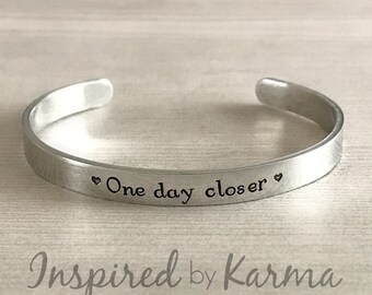 One Day Closer Aluminum Bracelet: Military Deployment Gift