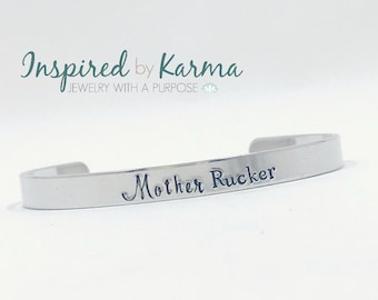 Mother Rucker Bracelet: Hand Stamped Aluminum Military Mom Cuff