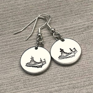 Battleship Earrings: Hammered Aluminum Military Jewelry