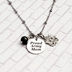 Proud Army Mom Necklace,Army Necklace, Engraved Charm Necklace,Military Jewelry,gifts under 30,Army Jewelry,Military Necklace